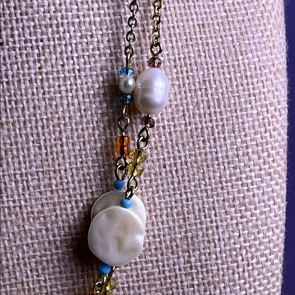 Freshwater Pearls & Multi-Color Beaded Station Long Necklace - Picture 7 of 9